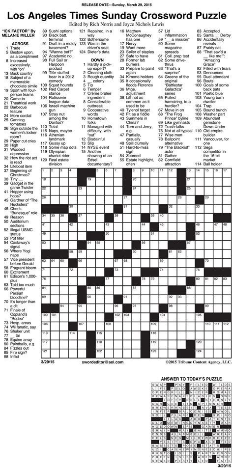 10 Essential Clues For Universal Freestyle 108 Crossword