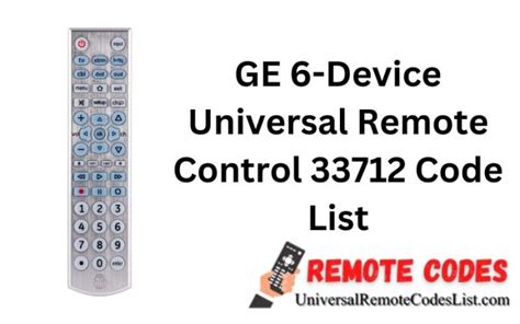 33712 Ge Universal Remote Codes List