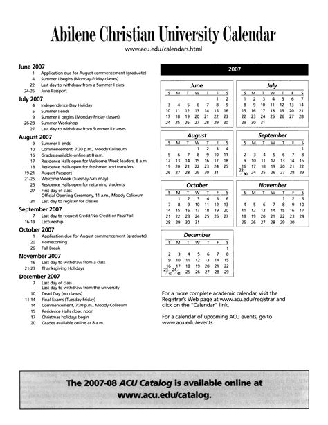 Abilene Christian University Academic Calendar Guide