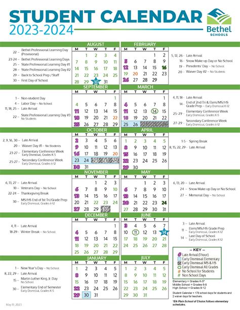 Bethel University Academic Calendar 2023-2024 Key Dates