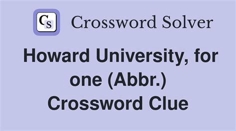 Howard University For One Crossword Answer