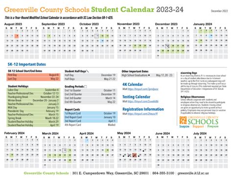 North Greenville University Academic Calendar Key Dates