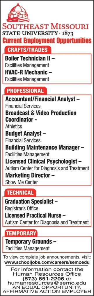 Southeast Missouri State University Job Opportunities