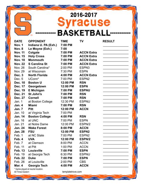 Syracuse University Womens Basketball Schedule 2023-2024