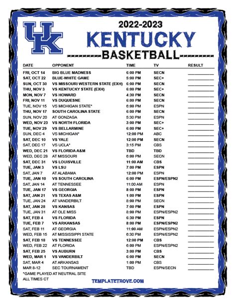 Uk Wildcats Womens Basketball Schedule