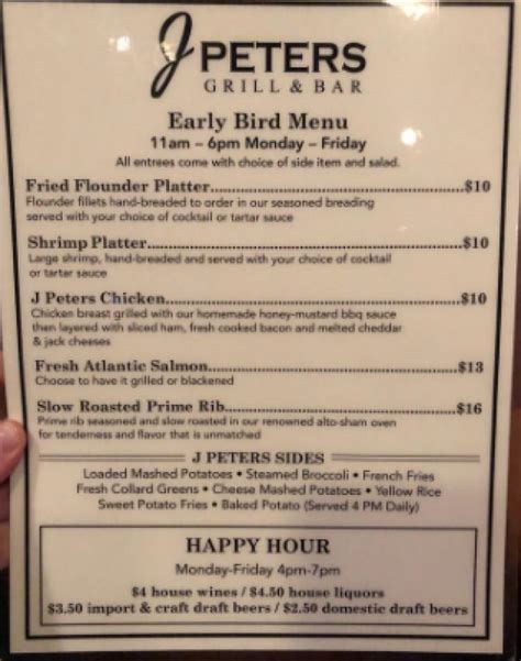 University Grill Early Bird Menu Deals And Discounts